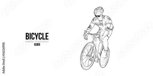 Abstract silhouette of a road bike racer, man is riding on sport bicycle isolated on white background. Cycling sport transport. Vector illustration