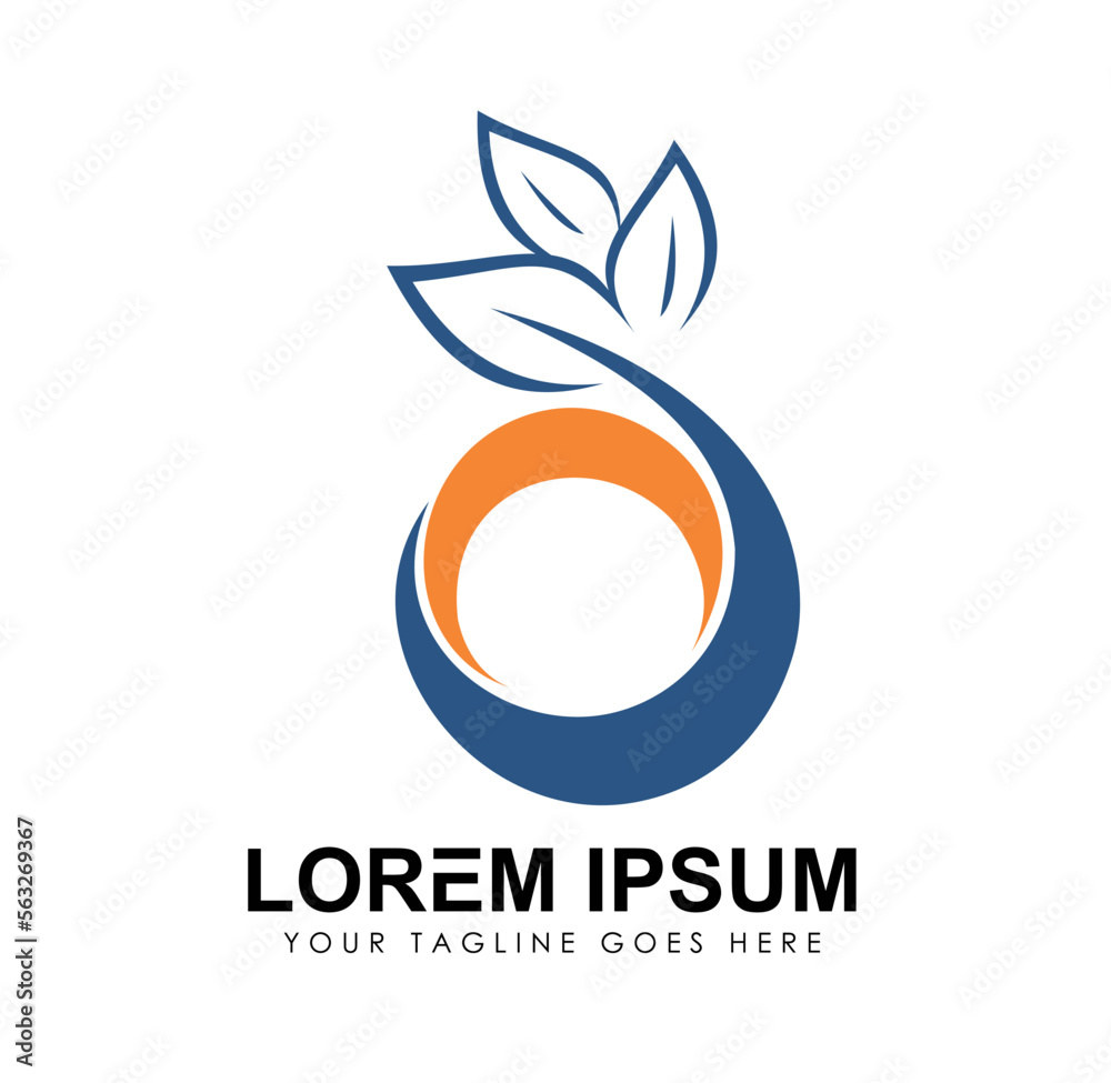 Circle Logo with Leaf Vector icon Circle Logo with Leaf Vector icon
