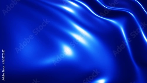 Blue 3d abstract graphics background animation,  silk moving waves on wind shiny and glossy metallic seamless 4K loop video animation, blue texture design.