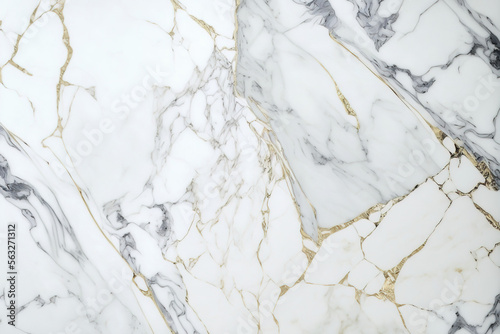 Luxury white and gold marble wallpaper. AI 