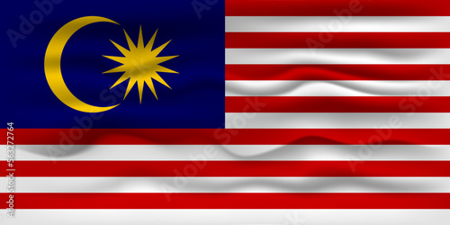 Waving flag of the country Malaysia. Vector illustration.