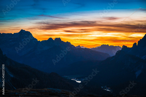 Dream panorama on the Dolomites. Park of the three peaks of Lavaredo.