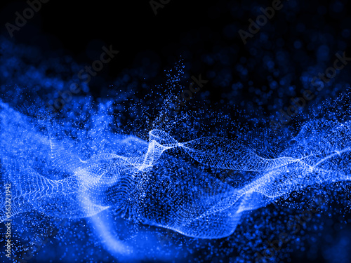 3D data technology abstract background with cyber particles