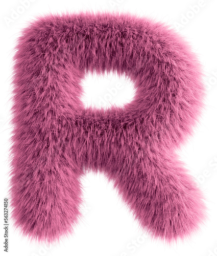 Pink 3D Fluffy Letter R