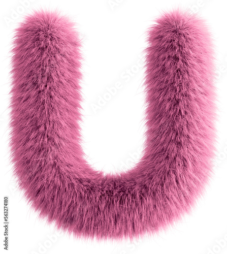Pink 3D Fluffy Letter U photo