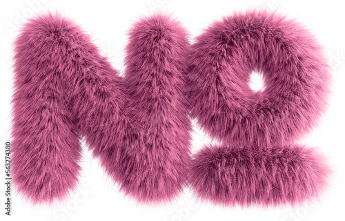 Pink 3D Fluffy Symbol Numero Sign