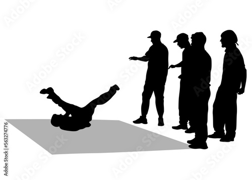 Hip-hop artists of dance on white background