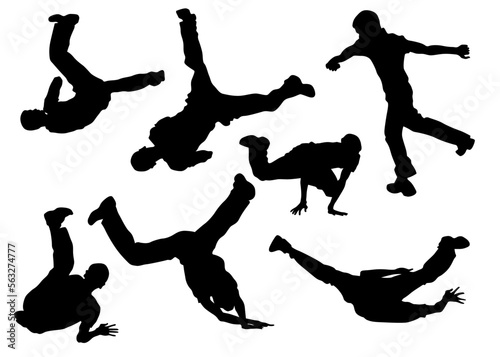 Hip-hop artists of dance on white background
