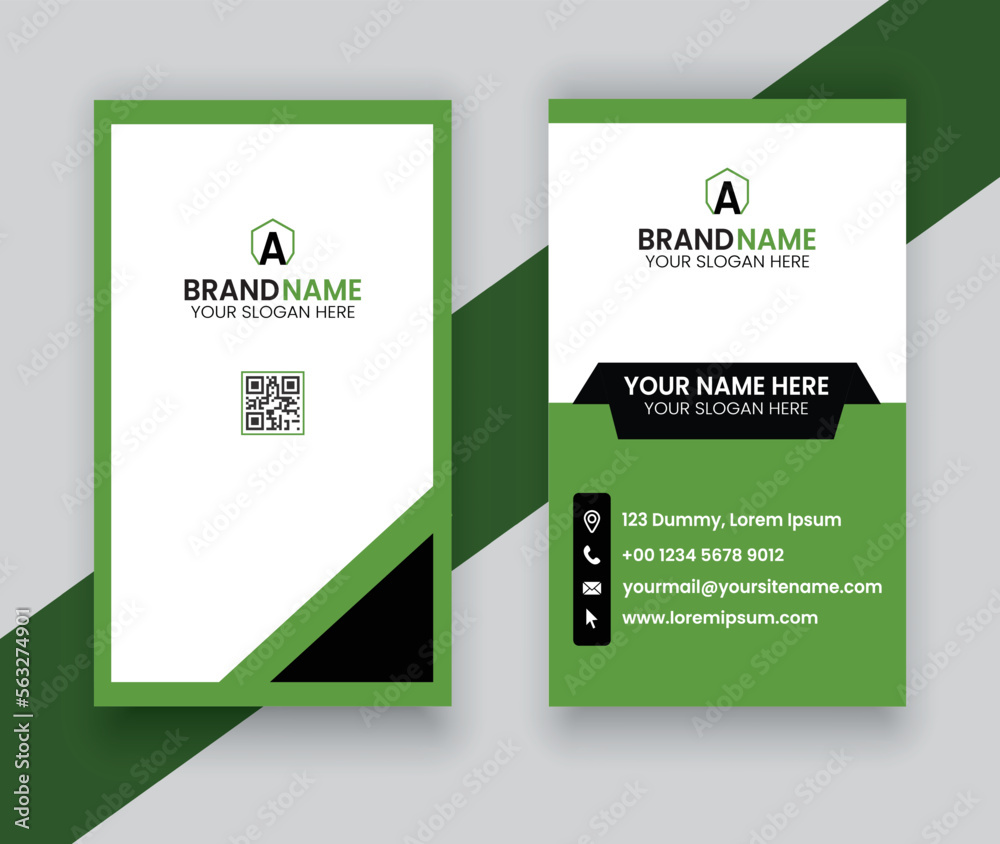 Stylish green vertical business card Stylish green vertical business card