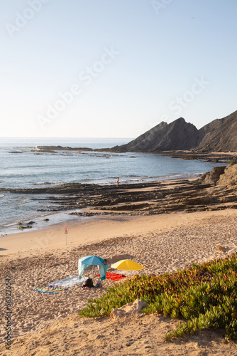 Sand and Rocks on Amoreira Beach; Algarve; Portugal