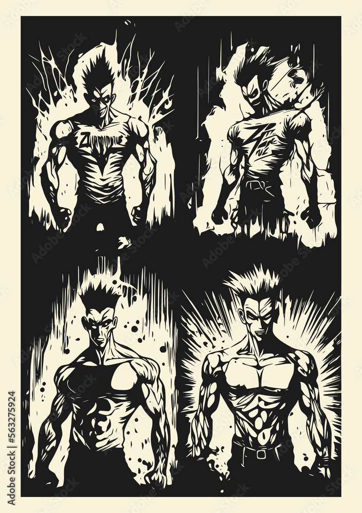Vector illustration, strict coach bodybuilding and fitness, Punk Style
