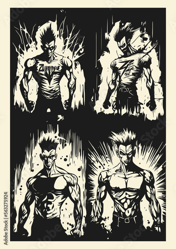 Vector illustration, strict coach bodybuilding and fitness, Punk Style © wisnu