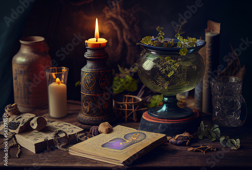 the concept of witchcraft and magic, an altar for communication with spirits
