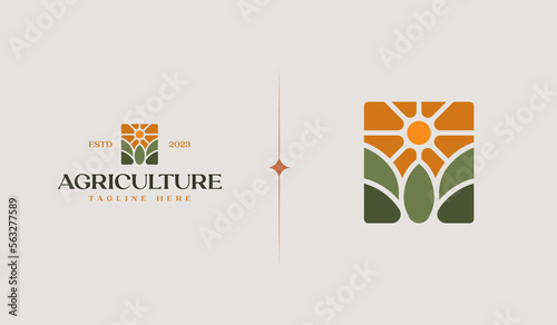 Agriculture Logo Template. Universal creative premium symbol. Vector illustration. Creative Minimal design template. Symbol for Corporate Business Identity
