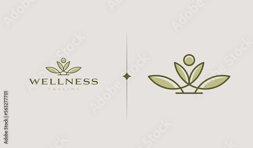 Yoga Leaf Logo Template. Universal creative premium symbol. Vector illustration. Creative Minimal design template. Symbol for Corporate Business Identity