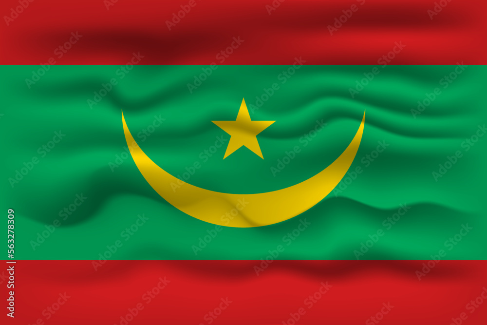 Waving flag of the country Mauritania. Vector illustration.