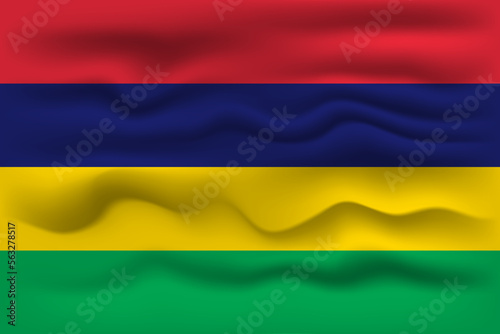 Waving flag of the country Mauritius. Vector illustration.