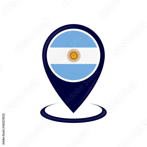 Location icon with Argentina flag isolated. Argentina flag and map pointer icon. vector illustration
