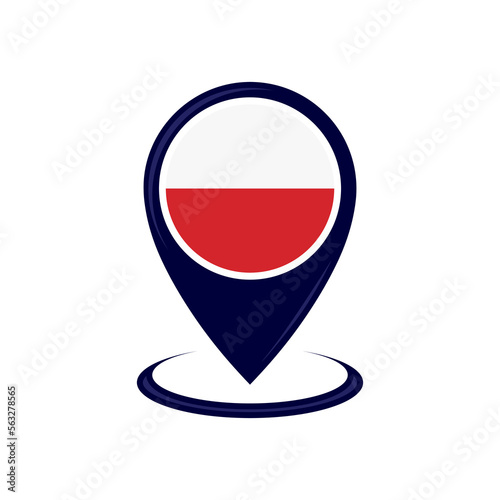Free Download Location icon with Poland flag isolated. Poland flag and map pointer icon. vector illustration - GFXLoad