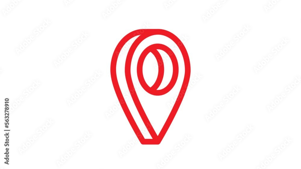 Red GPS Location Pin pointer animated icon on white background, alpha channel included.