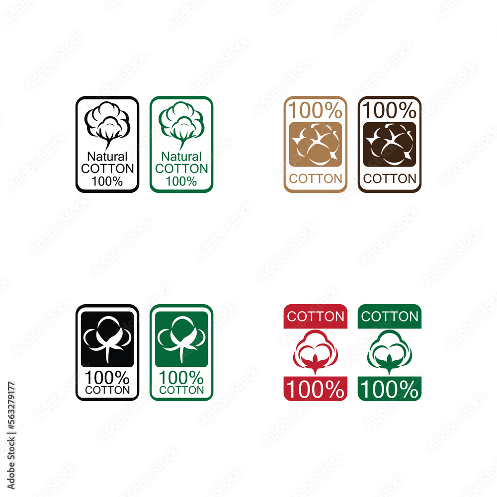 100% cotton icon.Natural organic cotton, pure cotton vector labels