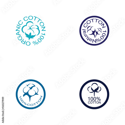 100% cotton icon.Natural organic cotton, pure cotton vector labels.logo vector illustration
