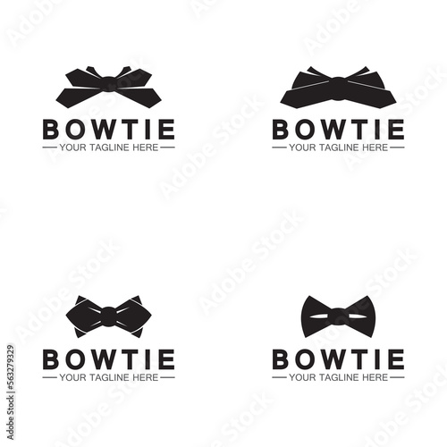 vintage silhouette bow tie logo vector illustration design. butterfly tie logo and symbol