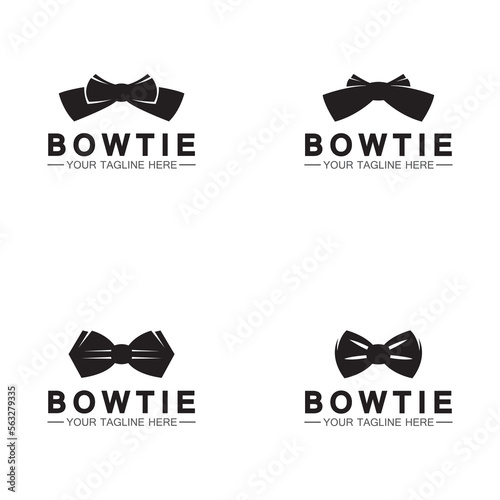 vintage silhouette bow tie logo vector illustration design. butterfly tie logo and symbol
