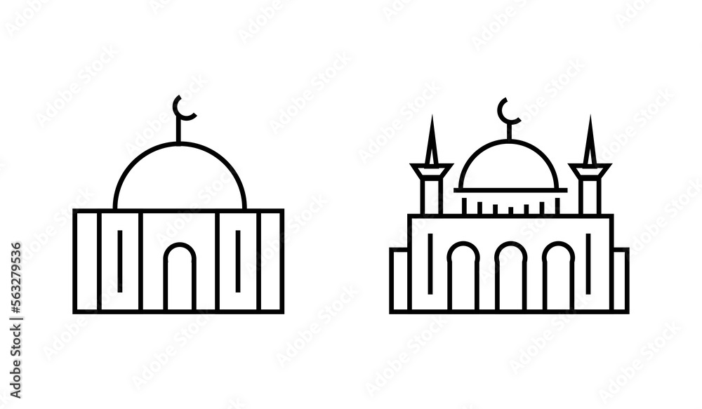 Mosque icon vector. mosque icon vector. mosque vector icon. Editable Outline Symbol of a mosque. Suitable for use as elements of religious design symbols