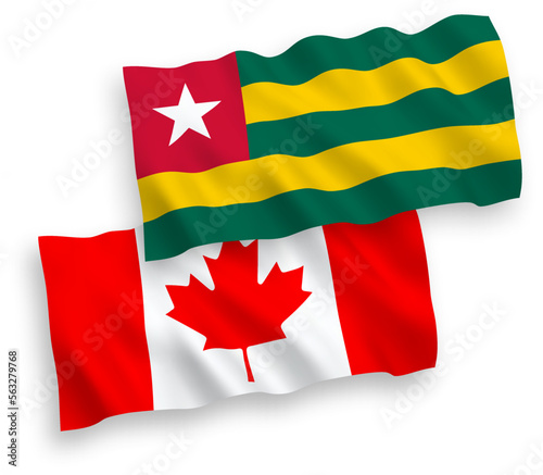 Flags of Canada and Togolese Republic on a white background
