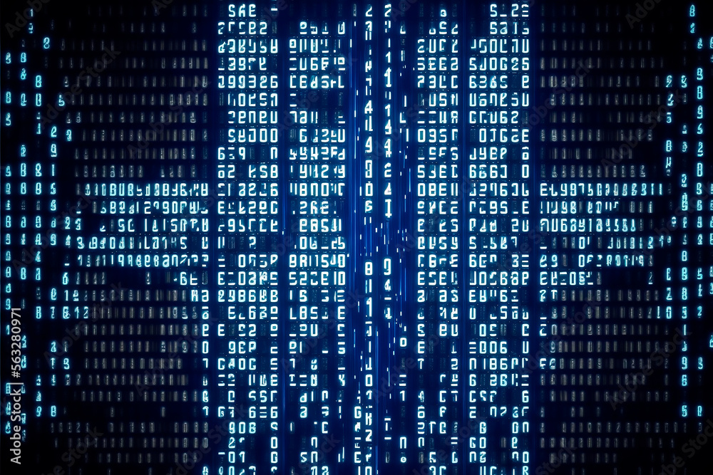 Datos binarios digitales y fondo de código binario de transmisión en fondo azul