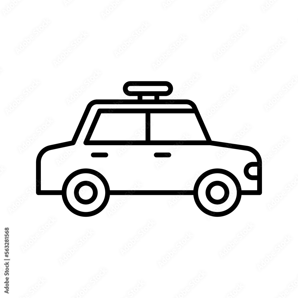 Police car icon. Pictogram isolated on a white background.