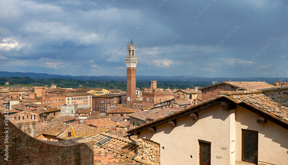 Aerial view on Siena old town