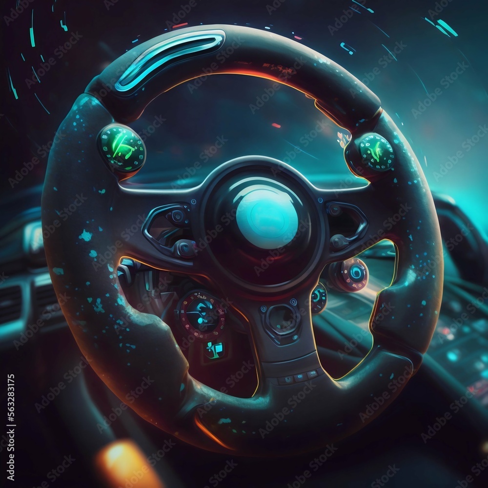 Car steering wheel. Generative AI