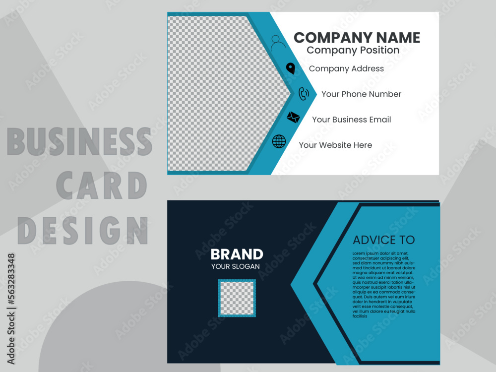 Obraz premium Creative Clean and Modern Business Card Template Layout with Black, White and Blue
