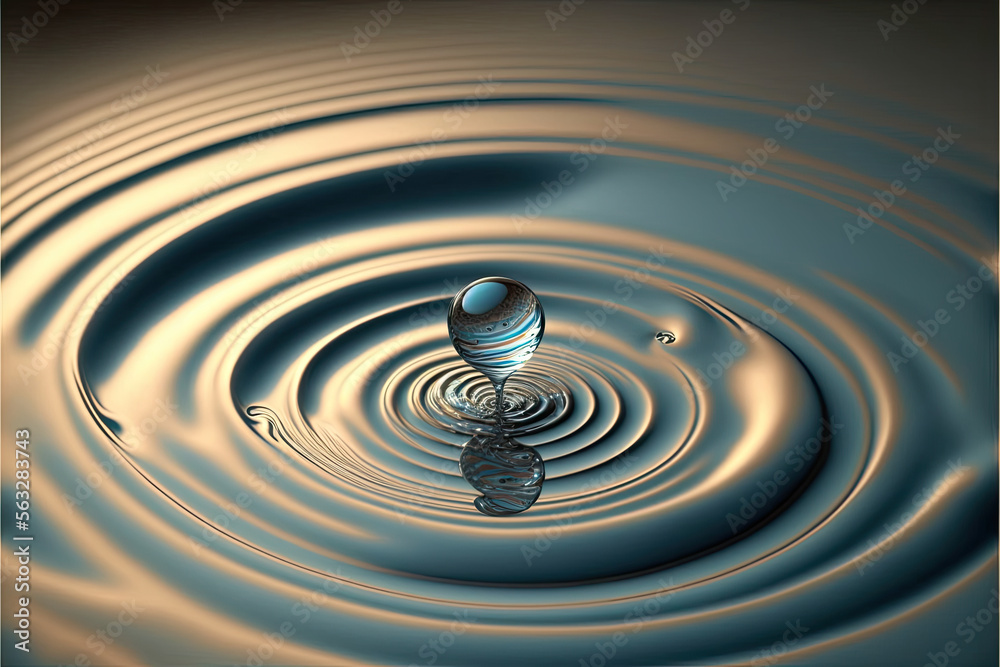 Droplet of water making ripples. Generative ai