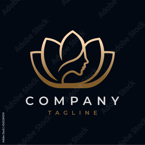 lotus flower line beauty salon and hair treatment logo