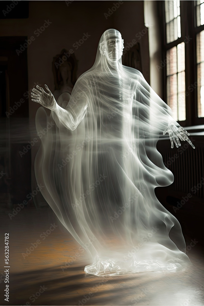Photography of a transparent, translucent ghost in slow motion. Generative ai Photography of a transparent, translucent ghost in slow motion. Generative ai