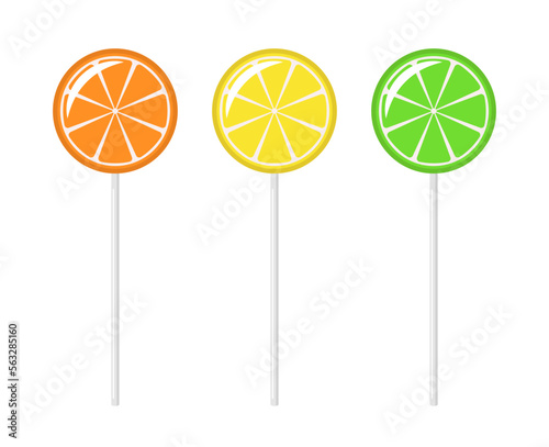 Set of vector lollipops isolated on white background