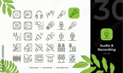 Audio & Recording set of icons 30 pcs 