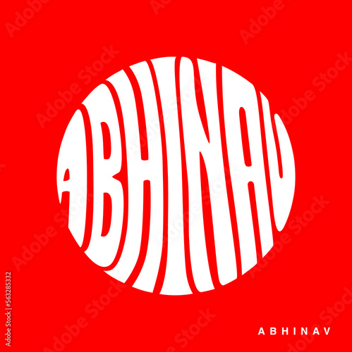 Abhinav (Abhinav Indian name) written in round shape lettering. photo