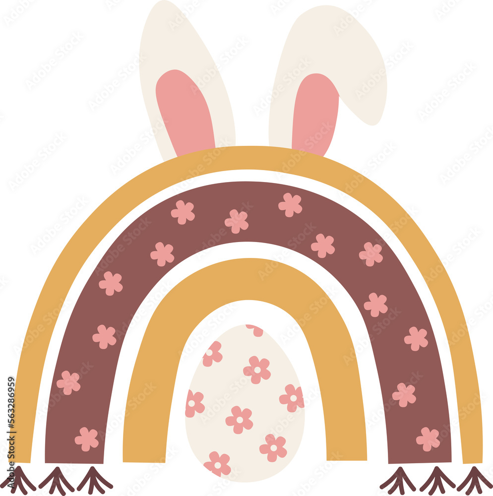 Easter Bunny Boho Rainbow isolated Vector illustration on white background Easter Bunny Boho Rainbow isolated Vector illustration on white background