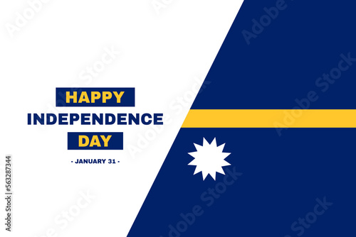 Bendera Nauru dengan teks tebal dan angka untuk memperingati Hari Kemerdekaan Nauru pada 31 Januari