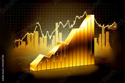 Obraz na płótnie Gold chart business background, Generative AI