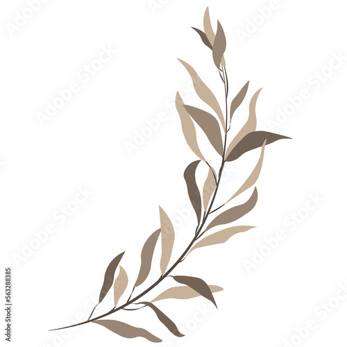 Beautiful brown pre-made arrange with fresh greenery plants vector. isolate on white transparent background, . Stock vector illustration