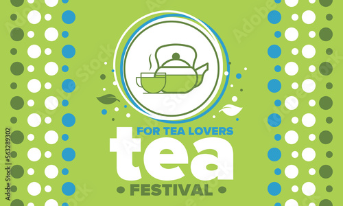 Tea Festival. For tea lovers. Event for professionals in the tea industry. Tea ceremony. Delicious leaf tea. Cafes and restaurants. Trainings for baristas from staff schools. Creative Illustration