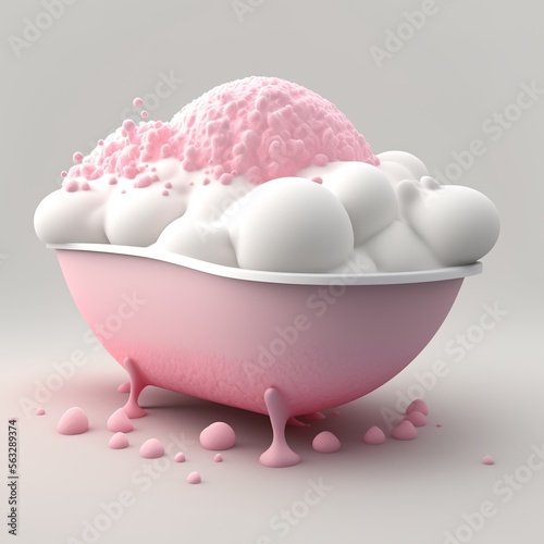 bathtub full of pink foam realistic 3d render of bubbles bathroom bathtub spa hotel having fun cute tub drop high fantasy