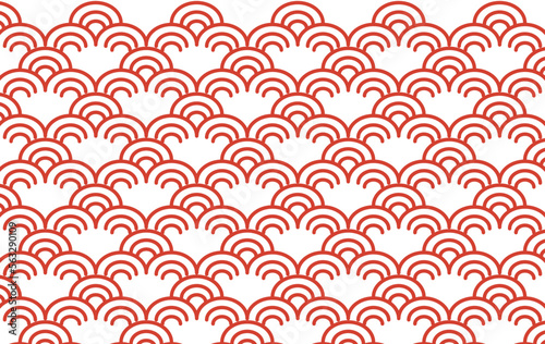 Geometric pattern in Japanese motifs in red with EPS 10 format