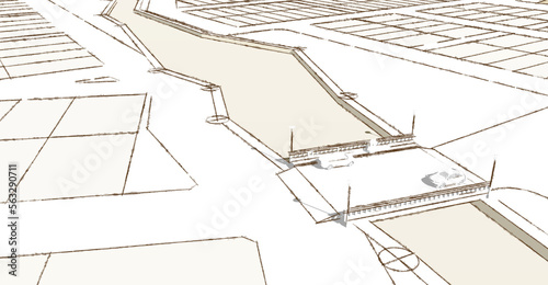3d sketch village plan. Architectural 3d illustration.
