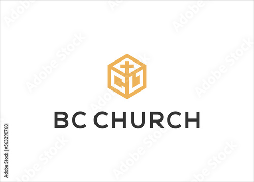 BC letter with Church logo design vector